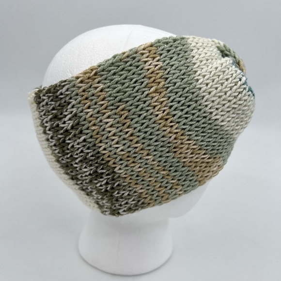 🎄🎆 Grey Green Brown Teal Cream Handmade Knit Twist Top Knot Headband Ear Warmer - Picture 5 of 5